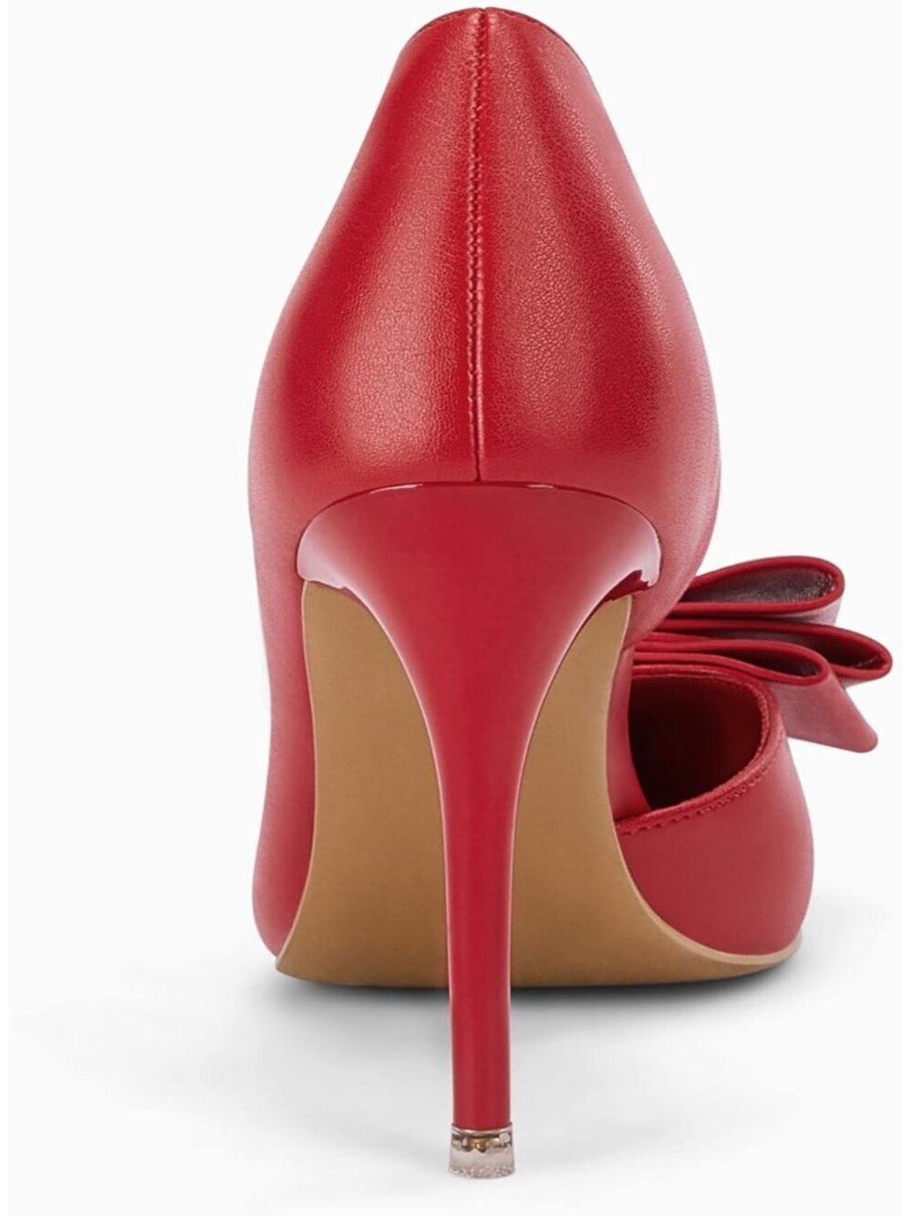 Women's Wine Red Pointed Toe Closed Stiletto Slip On Bow Imported Heels Shoes - Picture 6 of 6